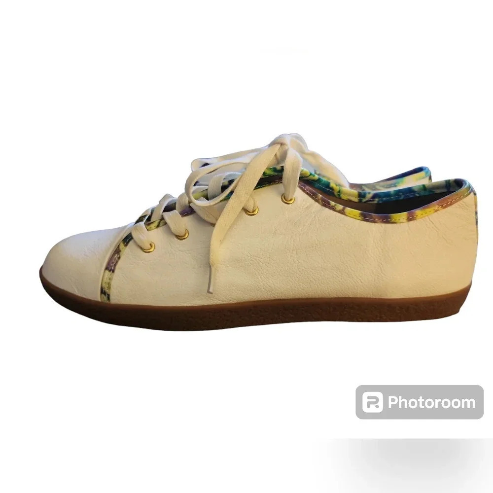 Delman Women Maggie Sneakers Color Edges White Leather Size 9 NWT Coastal Prep - Picture 2 of 10